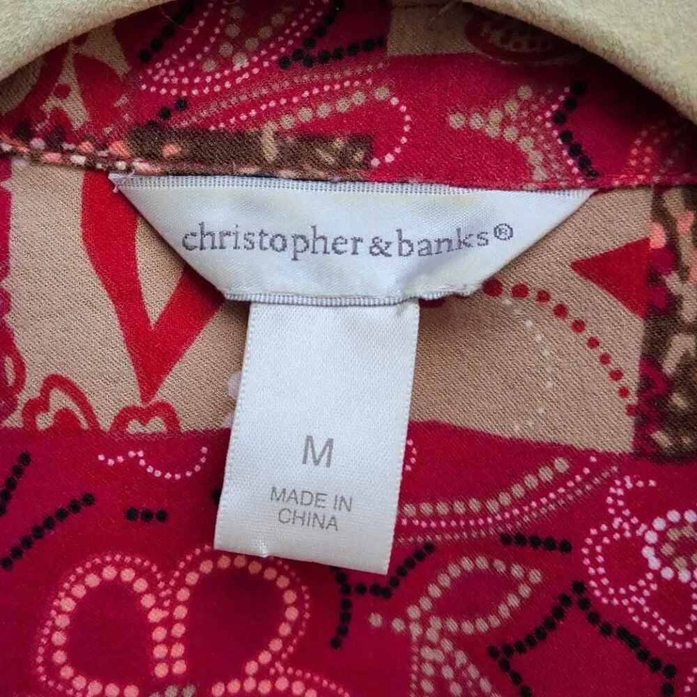 Christopher & Banks Red Brown Patchwork Lightweight Jacket Medium